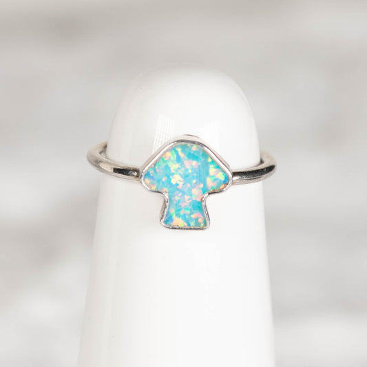 Size 4 - Blue Opal Mushroom Ring